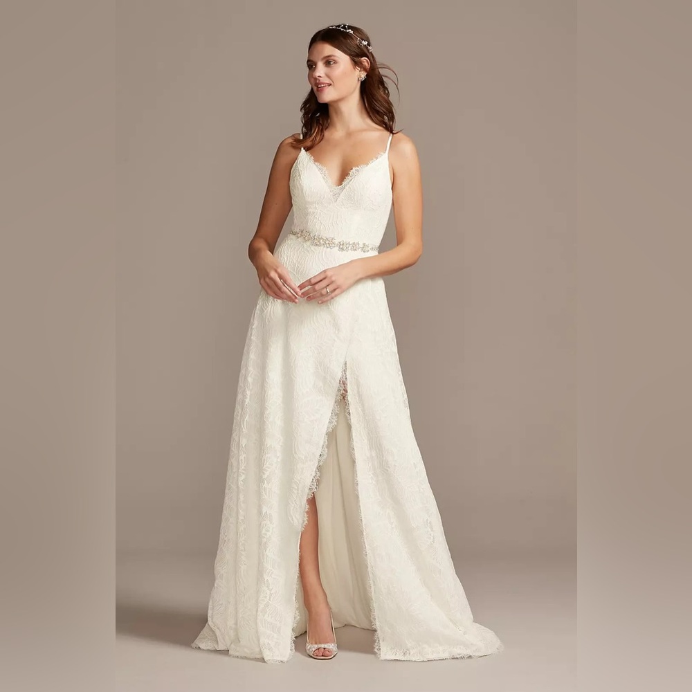 Melissa Sweet Leaf Pattern Lace A-Line Wedding Dress SIZE 12 NWT STYLE# MS251220